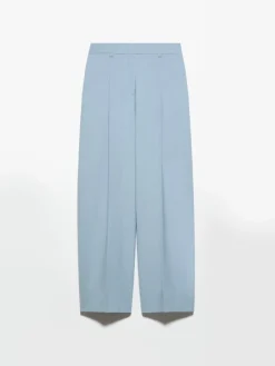 Wide-leg wool-blend trousers - light blue