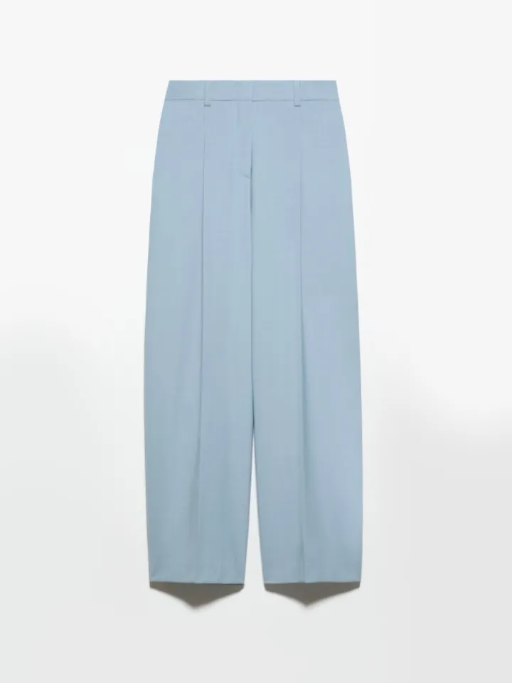 Wide-leg wool-blend trousers - light blue