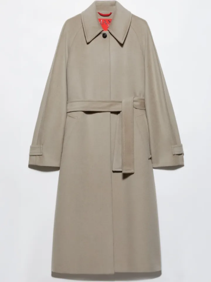 Wool and cashmere midi coat - light grey