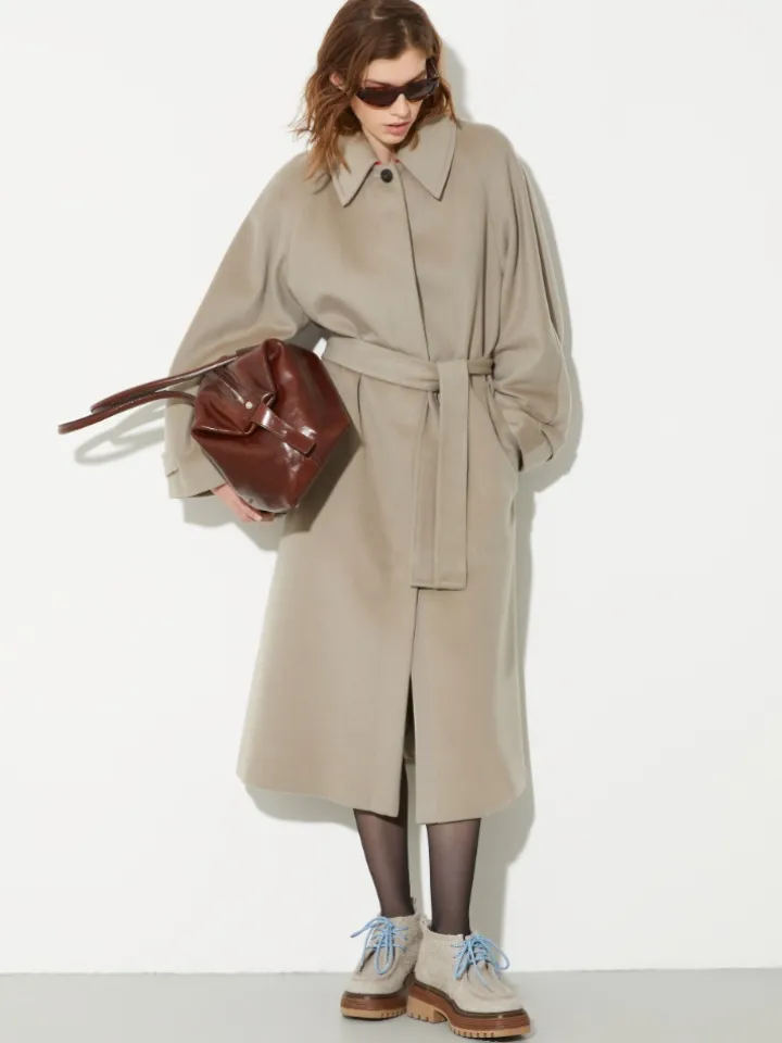 Wool and cashmere midi coat - light grey