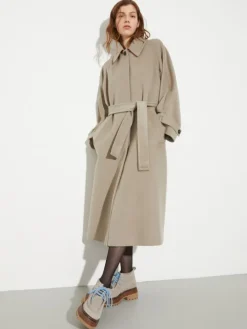 Wool and cashmere midi coat - light grey