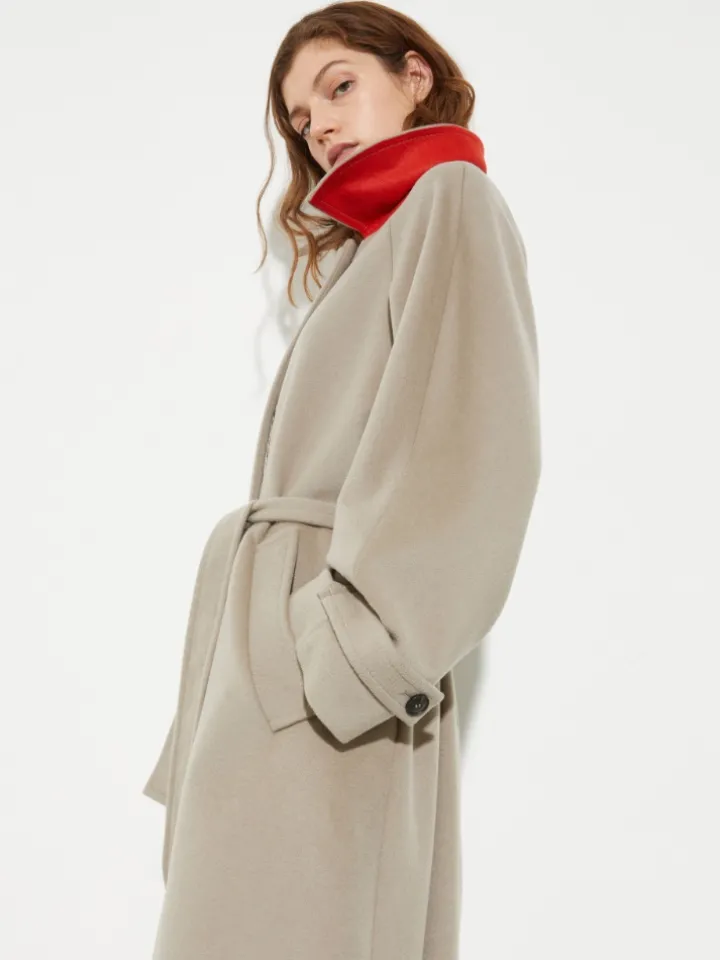 Wool and cashmere midi coat - light grey