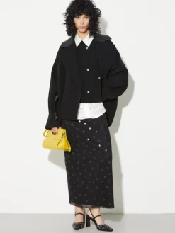 Wool and leather blouson jacket - black