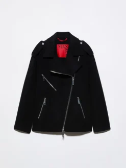 Wool biker jacket - black