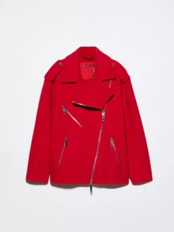 Wool biker jacket - red