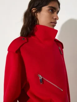 Wool biker jacket - red