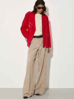 Wool biker jacket - red