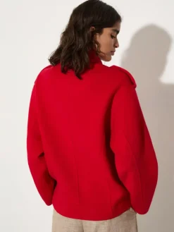 Wool biker jacket - red