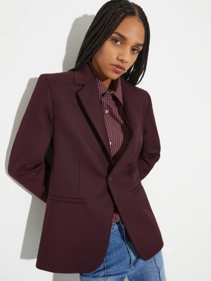 Wool-blend blazer - bordeaux