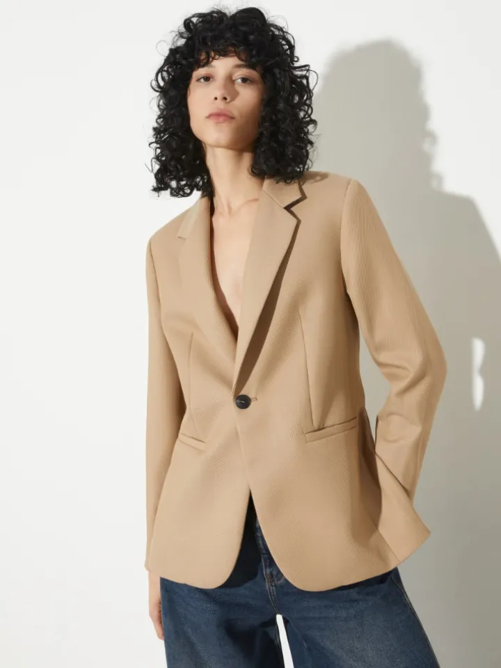 Wool-blend blazer - coffee