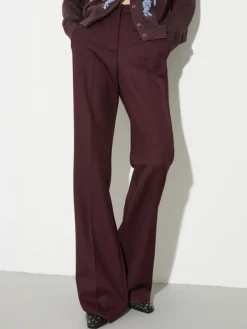 Wool-blend bootcut trousers - bordeaux