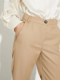 Wool-blend bootcut trousers - coffee