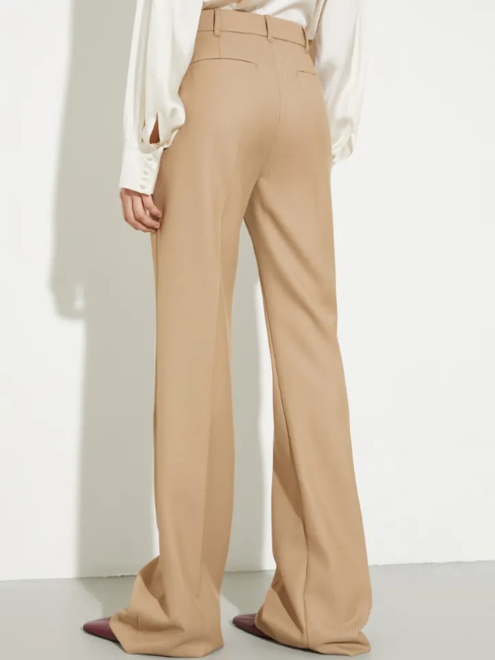 Wool-blend bootcut trousers - coffee