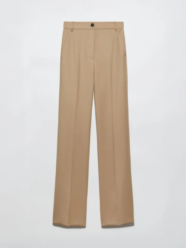Wool-blend bootcut trousers - coffee
