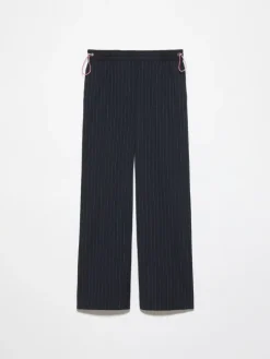 Wool-blend trousers - navy