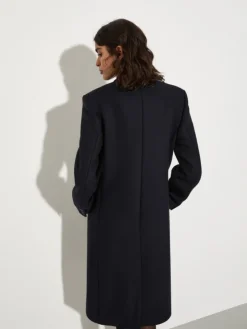 Wool-twill coat - navy