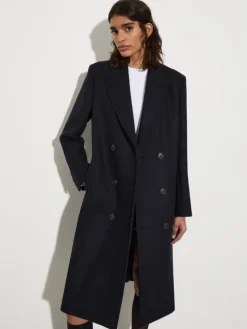 Wool-twill coat - navy