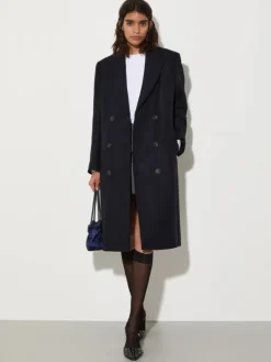 Wool-twill coat - navy