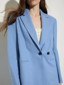 Wrap-back gabardine blazer - avio