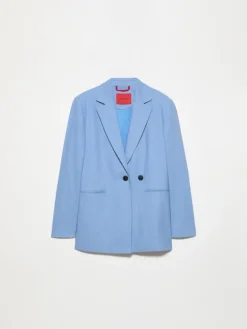 Wrap-back gabardine blazer - avio