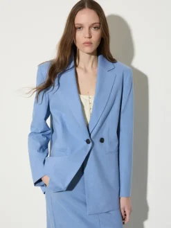 Wrap-back gabardine blazer - avio