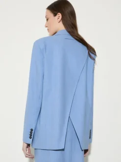 Wrap-back gabardine blazer - avio