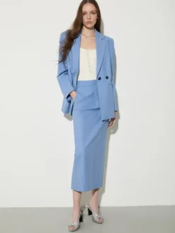 Wrap-back gabardine blazer - avio